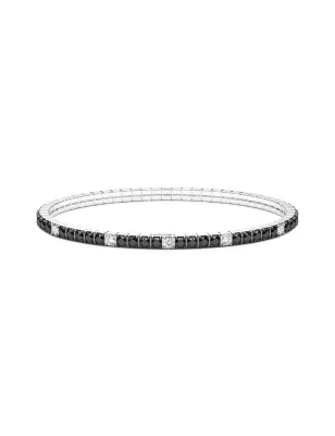 Bracciale tennis elastico con zirconi neri e bianchi Uomo Zancan