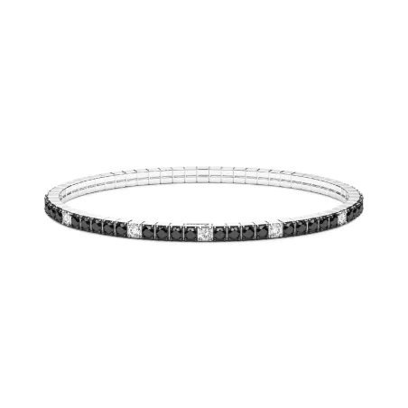 Bracciale tennis elastico con zirconi neri e bianchi Uomo Zancan