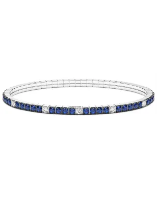 Bracciale tennis elastico con zirconi blu e bianchi Uomo Zancan