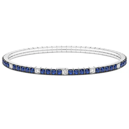 Bracciale tennis elastico con zirconi blu e bianchi Uomo Zancan