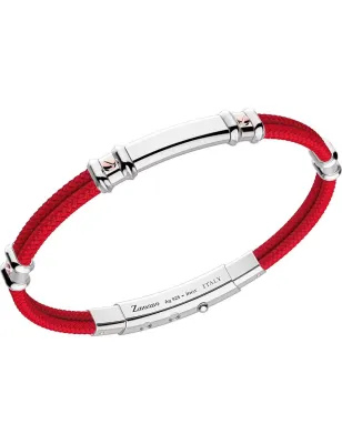 Bracciale in kevlar rosso e argento Uomo Zancan