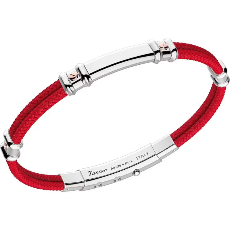Bracciale in kevlar rosso e argento Uomo Zancan