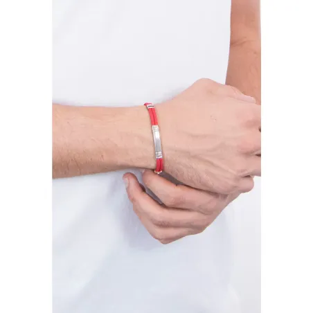 Bracciale in kevlar rosso e argento Uomo Zancan