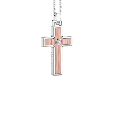 Collana pendente Croce in Argento rosé e diamante Uomo Zancan