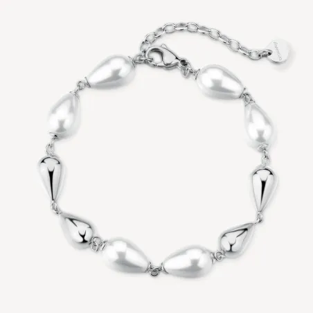 Bracciale acciaio goccia con perle di conchiglia Donna Brosway