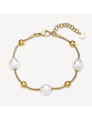 Bracciale con sfere pvd oro e perle di conchiglia Donna Brosway