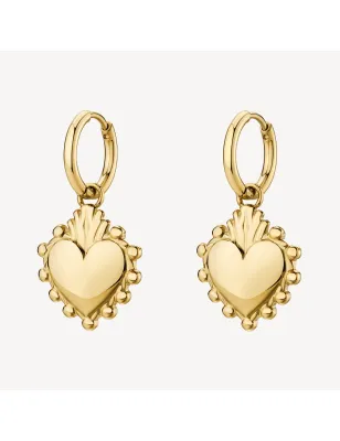 Orecchini Chakra a cerchietto pendenti cuore gold Donna Brosway