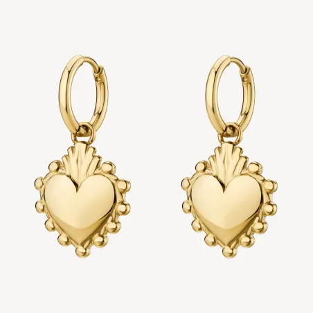 Orecchini Chakra a cerchietto pendenti cuore gold Donna Brosway