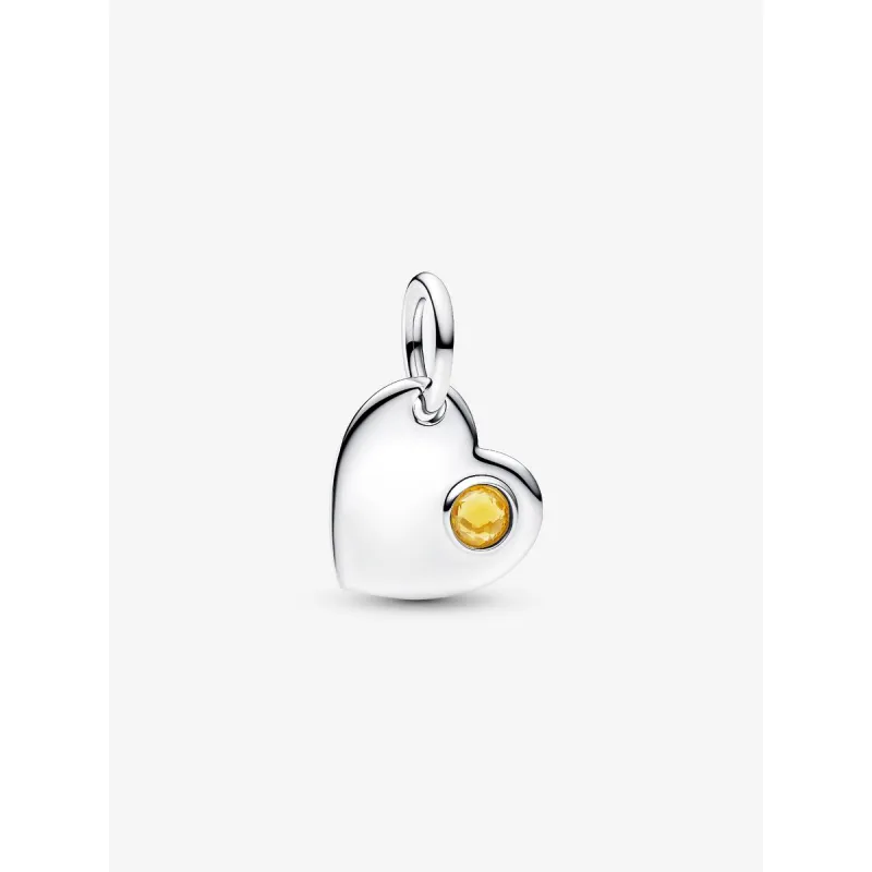 Charm Pendente Cuore pietra Miele Novembre Donna Pandora Charm Pendente Cuore pietra Miele Novembre Donna Pandora