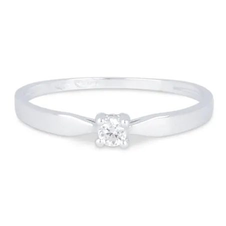 Anello Solitario oro bianco Diamante 0.07 Ct Donna Demetra