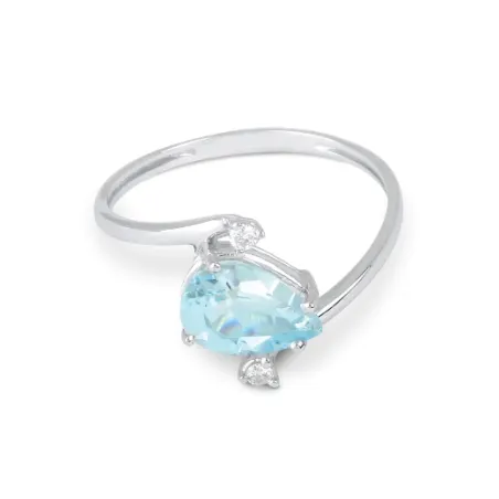 Anello Acquamarina Diamanti Oro bianco Donna Demetra