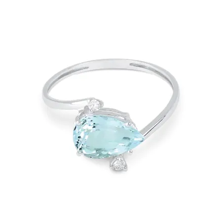 Anello Acquamarina Diamanti Oro bianco Donna Demetra
