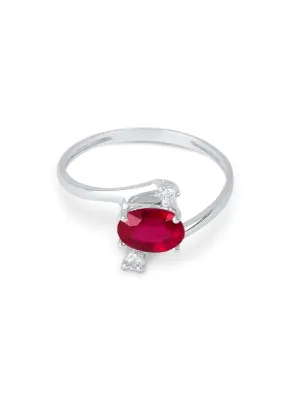 Anello Oro bianco Rubino Diamanti Donna Demetra