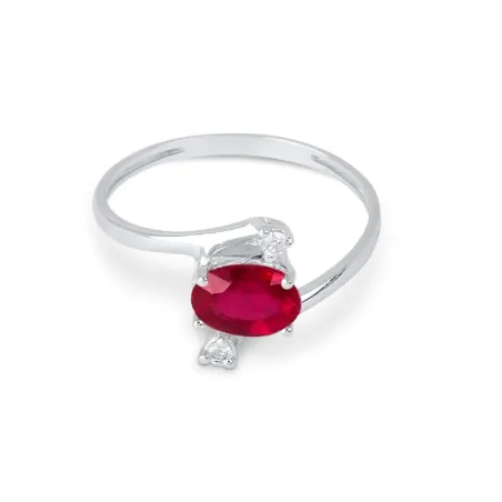 Anello Oro bianco Rubino Diamanti Donna Demetra