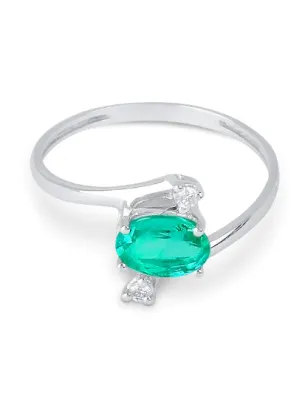 Anello in oro bianco Smeraldo e Diamanti Donna Demetra