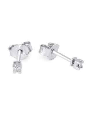 Orecchini oro bianco Diamanti 0.03 Ct punti luce Donna-Uomo Demetra 