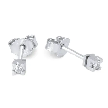 Orecchini oro bianco Diamanti 0.08 Punti Luce Demetra
