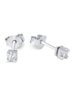 Orecchini Punti luce Diamanti 0.12 Ct Oro bianco Demetra