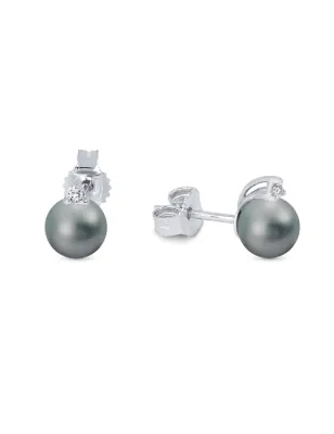 Orecchini oro bianco perla grigia 6-6.5mm Donna Demetra