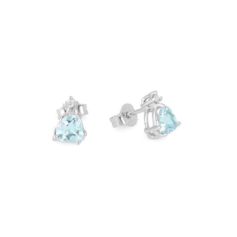 Orecchini oro bianco Cuore Acquamarina Diamante Donna Demetra Orecchini oro bianco Cuore Acquamarina Diamante Donna Demetra