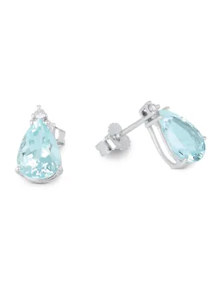 Orecchini Acquemarine Diamanti Oro bianco Donna Demetra