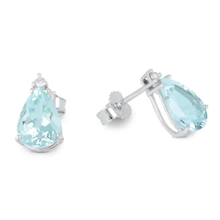 Orecchini Acquemarine Diamanti Oro bianco Donna Demetra