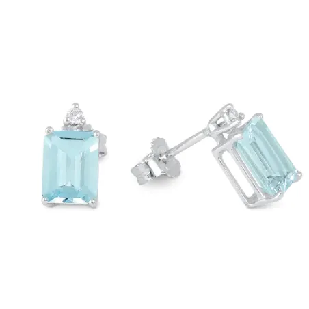 Orecchini oro bianco Acquamarina Diamanti Donna Demetra