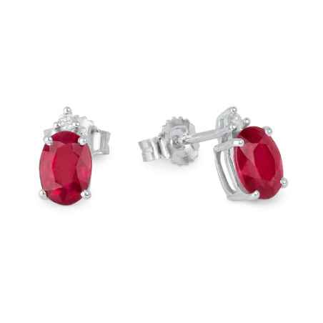 Orecchini oro bianco Rubini e Diamanti Donna Demetra