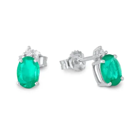 Orecchini oro bianco Smeraldi Diamanti Donna Demetra