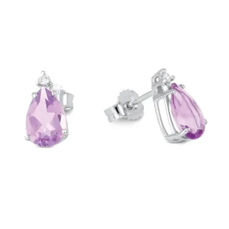 Orecchini oro bianco ametista diamante Donna Demetra