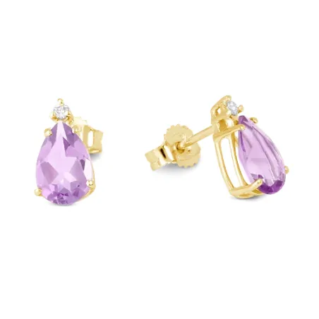 Orecchini in oro giallo Ametista Diamante Donna Demetra