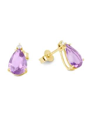Orecchini oro giallo ametista diamante Donna Demetra