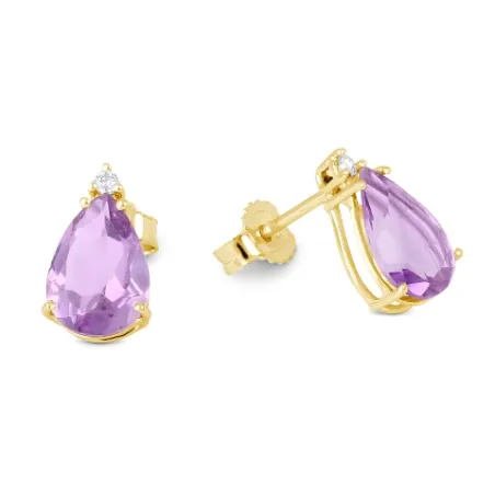 Orecchini oro giallo ametista diamante Donna Demetra
