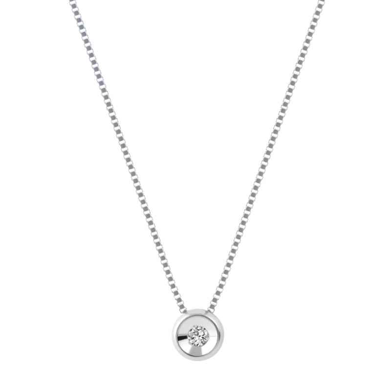 Collana oro bianco punto luce Diamante 0.01 Ct Donna Demetra