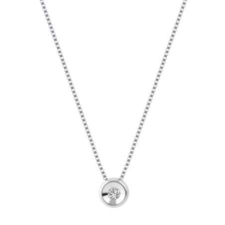 Collana oro bianco punto luce Diamante 0.01 Ct Donna Demetra