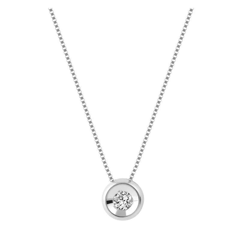 Collana punto luce oro bianco Diamante 0.05 Ct Donna Demetra