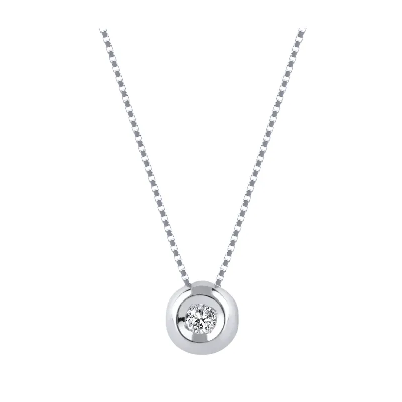 Collana punto luce oro bianco Diamante 0.08 Ct Donna Demetra 