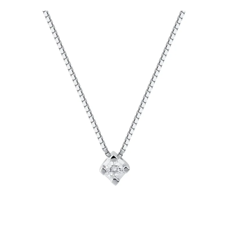 Collana Punto luce oro bianco Diamante 0.08 Ct Donna Demetra