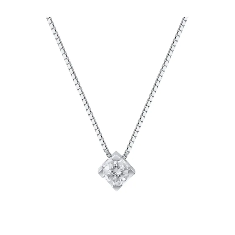 Collana Punto luce oro bianco Diamante 0.16 Ct Donna Demetra