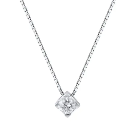 Collana Punto luce oro bianco Diamante 0.16 Ct Donna Demetra