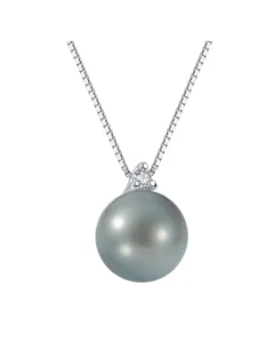 Collana oro bianco Perla grigia Diamante Donna Demetra