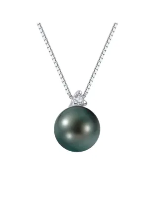 Collana oro bianco Perla nera e Diamante Donna Demetra