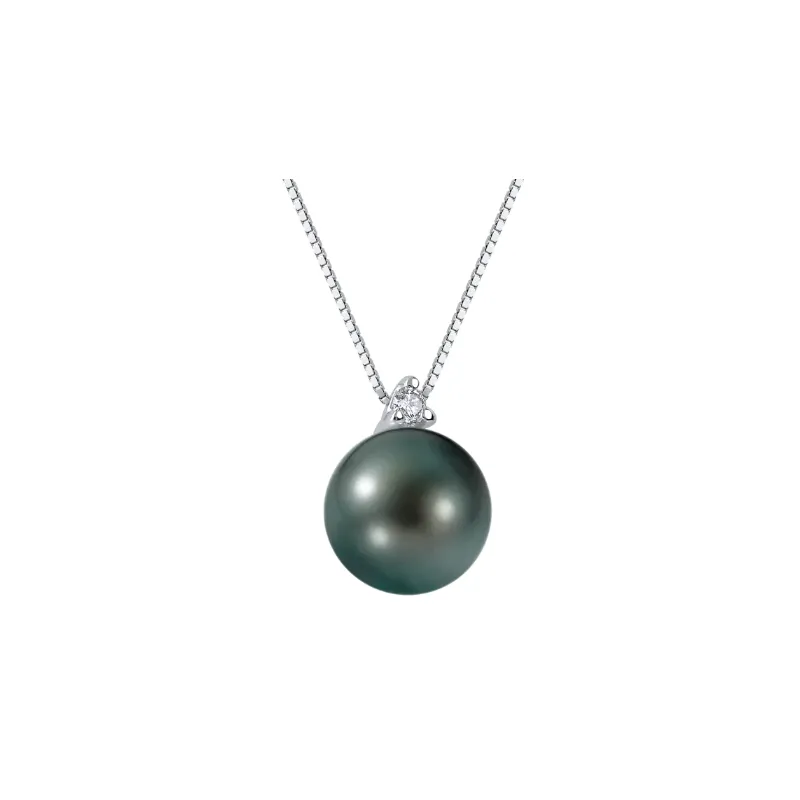Collana oro bianco Perla nera Diamante Donna Demetra