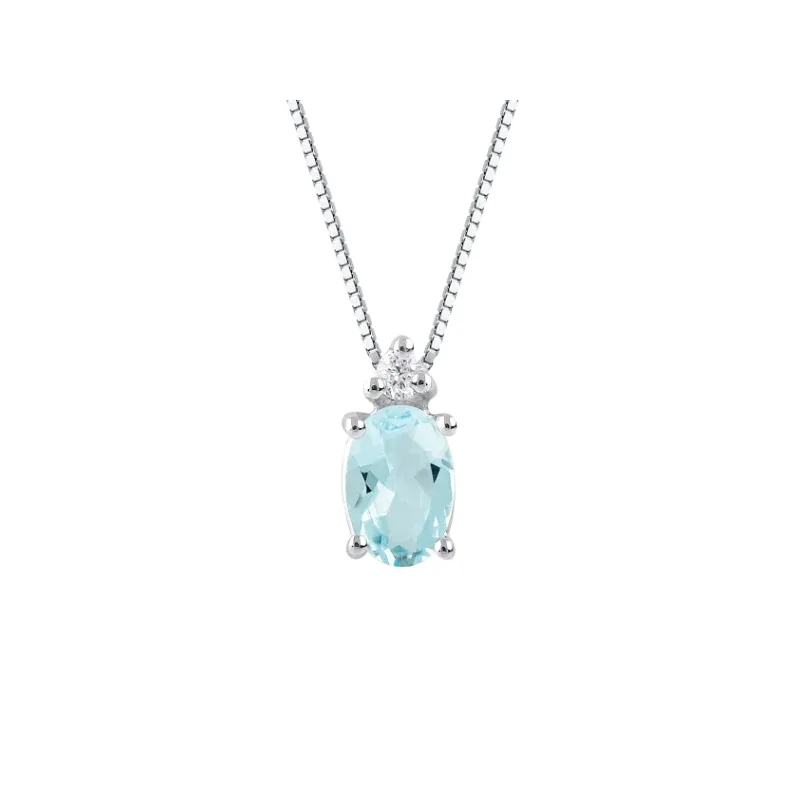 Collana in oro bianco con Acquamarina e Diamante Donna Demetra