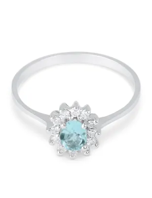 Anello Oro bianco Acquamarina Diamanti Donna Demetra