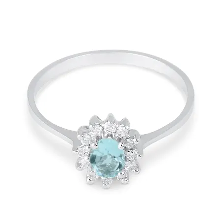 Anello Oro bianco Acquamarina Diamanti Donna Demetra