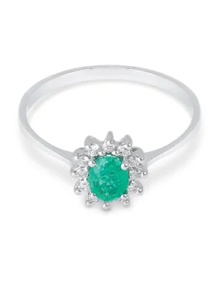 Anello oro bianco Smeraldo e Diamanti Donna Demetra
