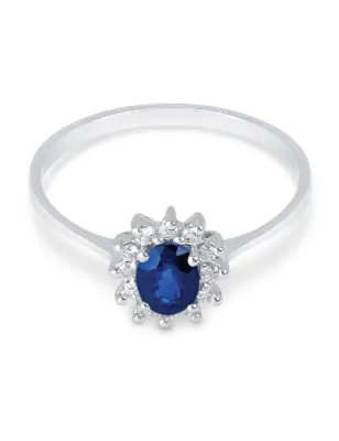 Anello oro bianco Zaffiro e Diamanti Donna Demetra