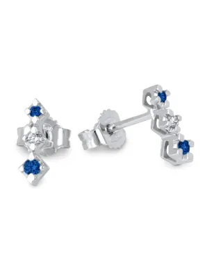 Orecchini Oro bianco Zaffiri Diamanti Donna Demetra