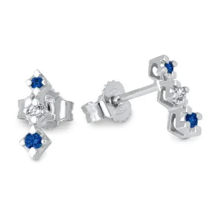 Orecchini Oro bianco Zaffiri Diamanti Donna Demetra